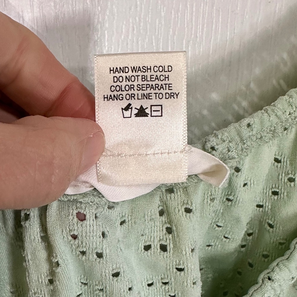 Urban Romantics Sage Green Eyelet Ruched Milkmaid Crop Top Smocked Back Large - Picture 3 of 7